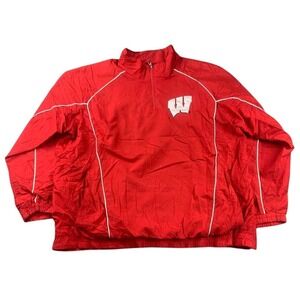Vintage 58 Sports Wisconsin Badgers Jacket Men XXL Red 1/4 Zip Pullover NCAA 90s
